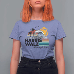Harris Walz For A Brighter Tomorrow T Shirt For Women Retro Sunshine Blue Wave Coconut Tree TS11 Violet Print Your Wear