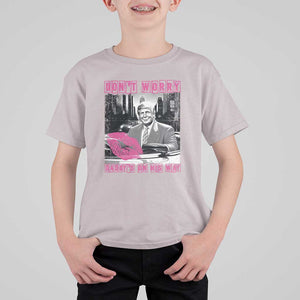 Funny Trump T Shirt For Kid Don't Worry Daddy's On His Way Pink Car TS11 Ice Gray Print Your Wear