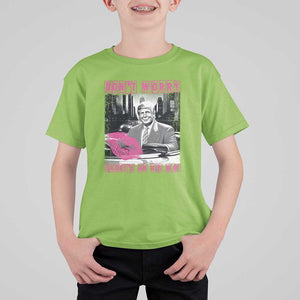 Funny Trump T Shirt For Kid Don't Worry Daddy's On His Way Pink Car TS11 Lime Print Your Wear