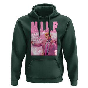 Funny Trump Supporter Hoodie MILF Man I Love Felons Pink Dancing Trump TS11 Dark Forest Green Print Your Wear