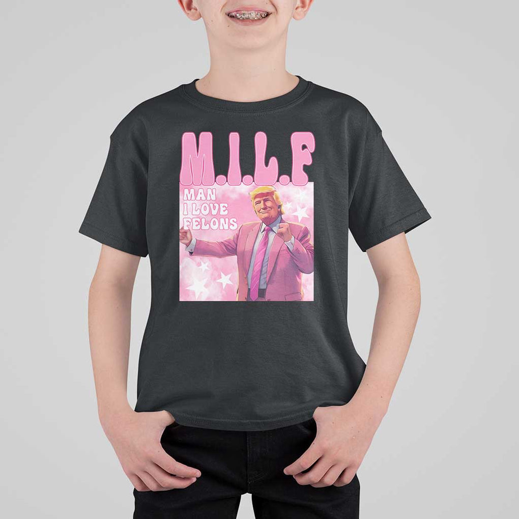 Funny Trump Supporter T Shirt For Kid MILF Man I Love Felons Pink Dancing Trump TS11 Black Print Your Wear