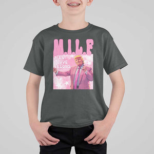 Funny Trump Supporter T Shirt For Kid MILF Man I Love Felons Pink Dancing Trump TS11 Dark Heather Print Your Wear