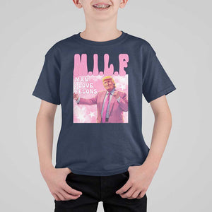 Funny Trump Supporter T Shirt For Kid MILF Man I Love Felons Pink Dancing Trump TS11 Navy Print Your Wear