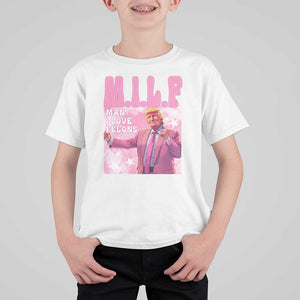 Funny Trump Supporter T Shirt For Kid MILF Man I Love Felons Pink Dancing Trump TS11 White Print Your Wear