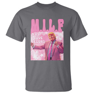 Funny Trump Supporter T Shirt MILF Man I Love Felons Pink Dancing Trump TS11 Charcoal Print Your Wear
