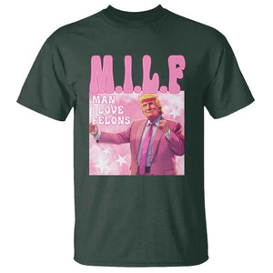 Funny Trump Supporter T Shirt MILF Man I Love Felons Pink Dancing Trump TS11 Dark Forest Green Print Your Wear