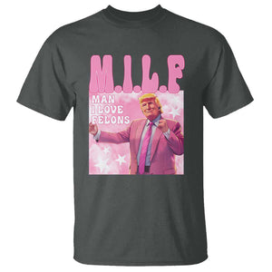 Funny Trump Supporter T Shirt MILF Man I Love Felons Pink Dancing Trump TS11 Dark Heather Print Your Wear