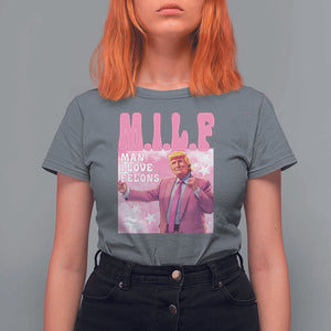 Funny Trump Supporter T Shirt For Women MILF Man I Love Felons Pink Dancing Trump TS11 Charcoal Print Your Wear
