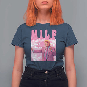 Funny Trump Supporter T Shirt For Women MILF Man I Love Felons Pink Dancing Trump TS11 Navy Print Your Wear