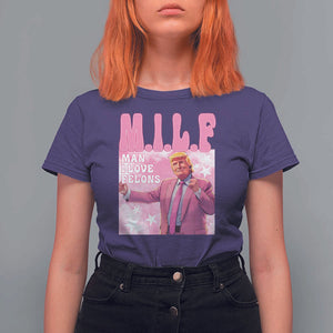 Funny Trump Supporter T Shirt For Women MILF Man I Love Felons Pink Dancing Trump TS11 Purple Print Your Wear