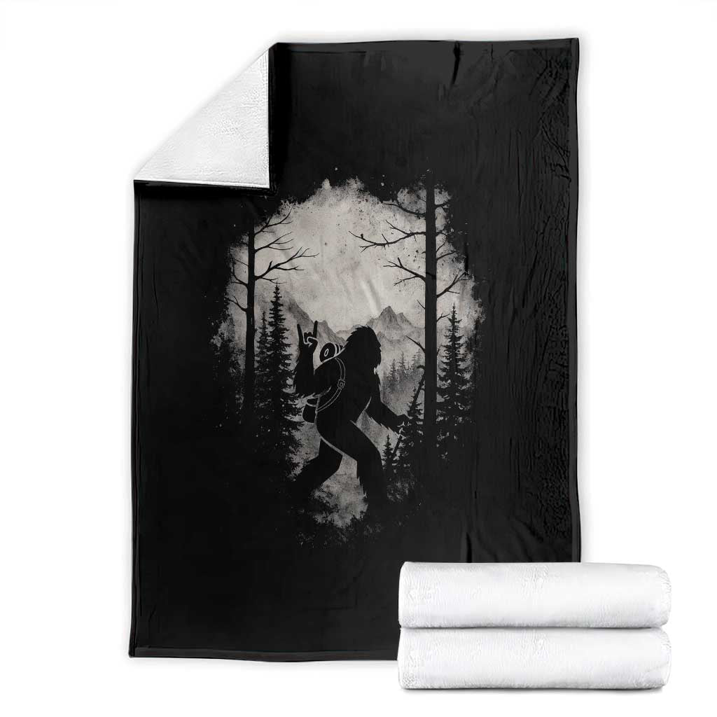 Funny Bigfoot Hiking Night Stroll Mountain Forest Throw Blanket TS11 Black Print Your Wear