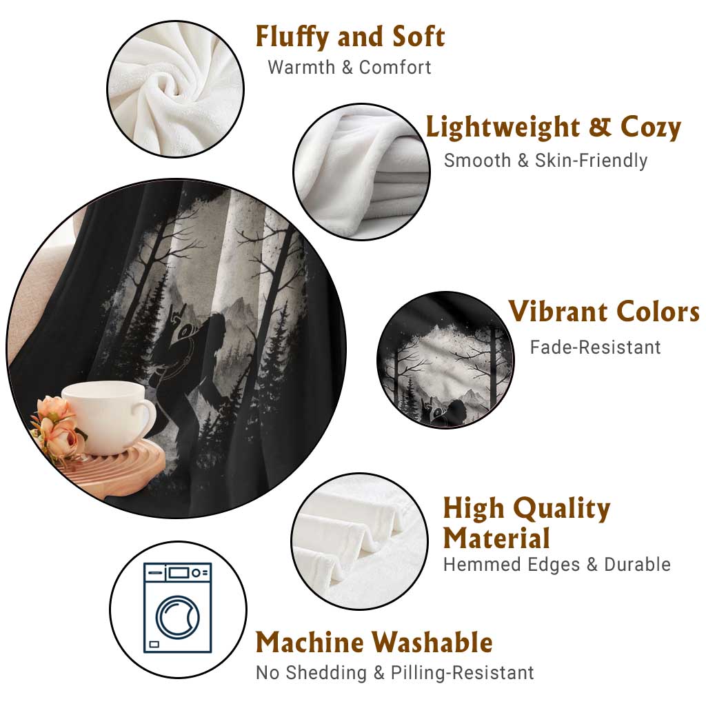 Funny Bigfoot Hiking Night Stroll Mountain Forest Throw Blanket TS11 Print Your Wear