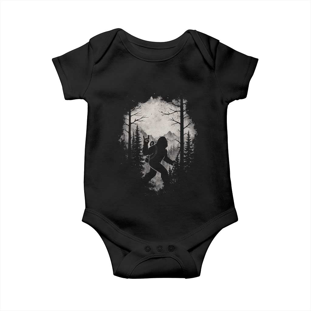 Funny Bigfoot Hiking Night Stroll Mountain Forest Baby Onesie TS11 Black Print Your Wear