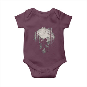 Funny Bigfoot Hiking Night Stroll Mountain Forest Baby Onesie TS11 Maroon Print Your Wear