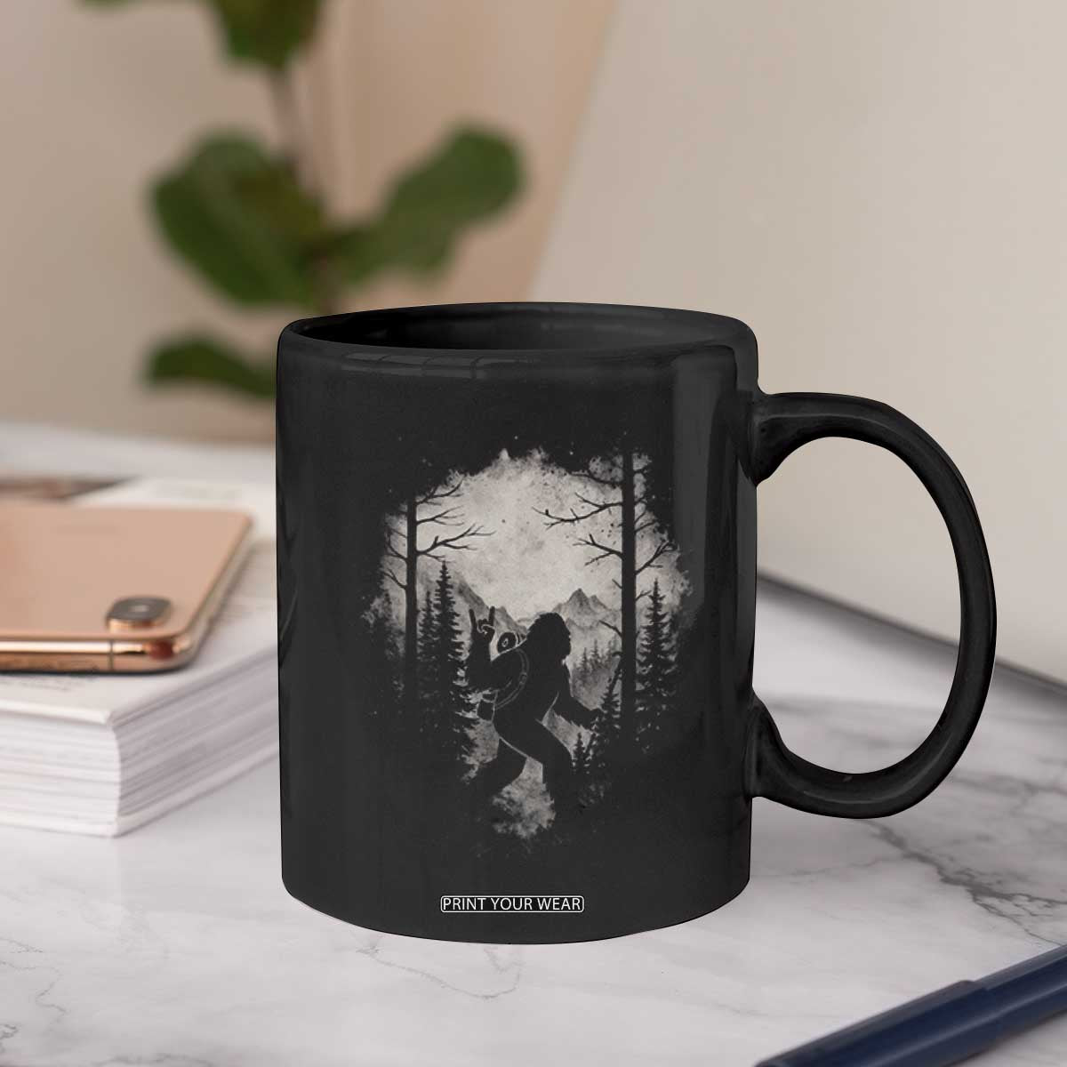 Funny Bigfoot Hiking Night Stroll Mountain Forest Coffee Mug TS11 Print Your Wear