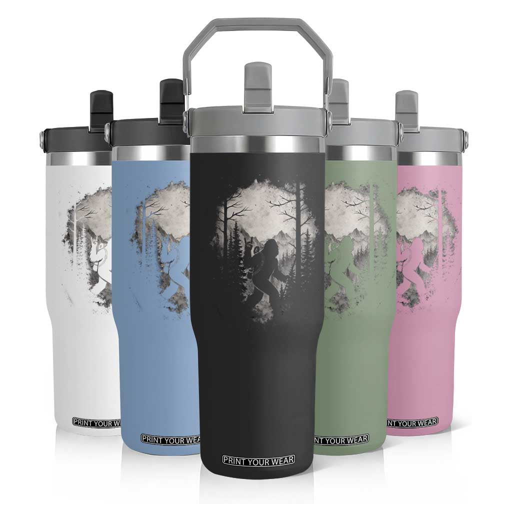 Funny Bigfoot Hiking Night Stroll Mountain Forest Flip Straw Tumbler TS11 Print Your Wear