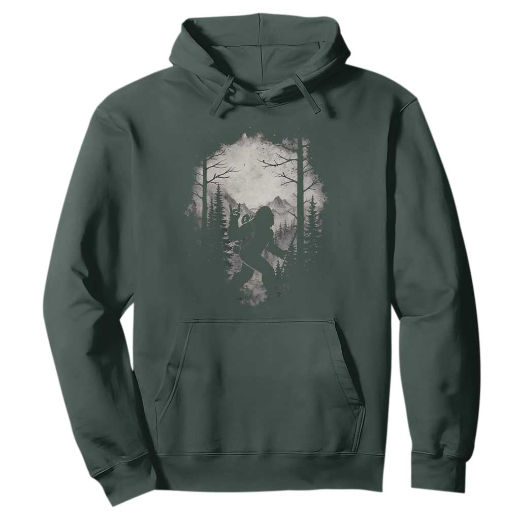 Funny Bigfoot Hiking Night Stroll Mountain Forest Hoodie TS11 Dark Forest Green Print Your Wear