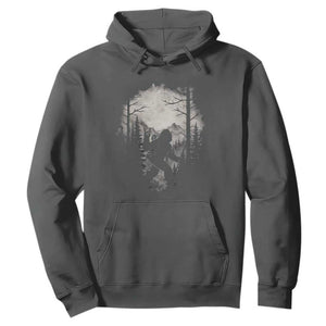 Funny Bigfoot Hiking Night Stroll Mountain Forest Hoodie TS11 Dark Heather Print Your Wear