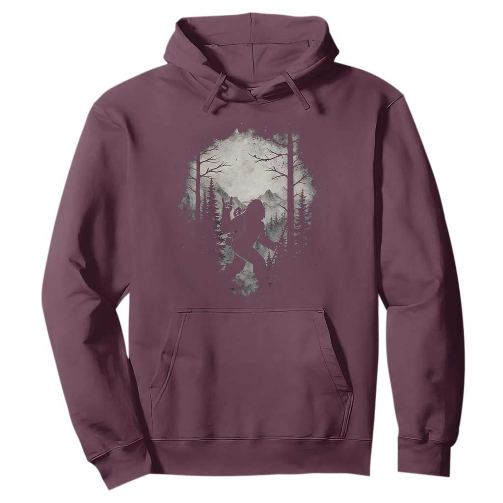 Funny Bigfoot Hiking Night Stroll Mountain Forest Hoodie TS11 Maroon Print Your Wear