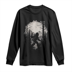 Funny Bigfoot Hiking Night Stroll Mountain Forest Long Sleeve Shirt TS11 Black Print Your Wear