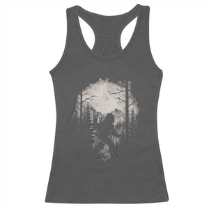Funny Bigfoot Hiking Night Stroll Mountain Forest Racerback Tank Top TS11 Dark Heather Print Your Wear