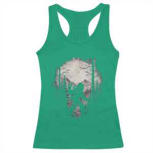Funny Bigfoot Hiking Night Stroll Mountain Forest Racerback Tank Top TS11 Irish Green Print Your Wear