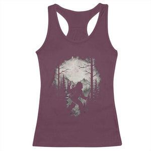 Funny Bigfoot Hiking Night Stroll Mountain Forest Racerback Tank Top TS11 Maroon Print Your Wear