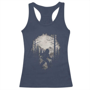 Funny Bigfoot Hiking Night Stroll Mountain Forest Racerback Tank Top TS11 Navy Print Your Wear