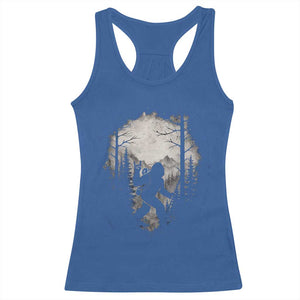Funny Bigfoot Hiking Night Stroll Mountain Forest Racerback Tank Top TS11 Royal Blue Print Your Wear