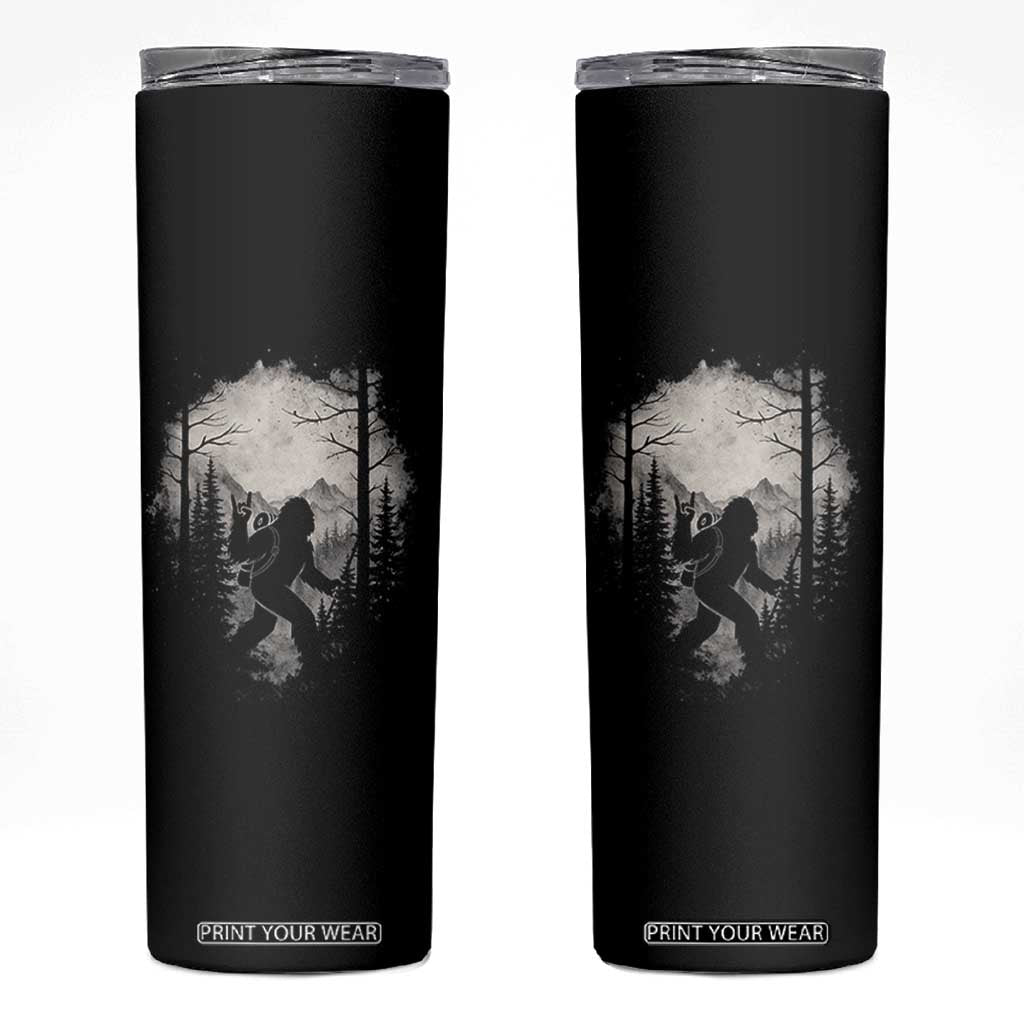 Funny Bigfoot Hiking Night Stroll Mountain Forest Skinny Tumbler TS11 Black Print Your Wear