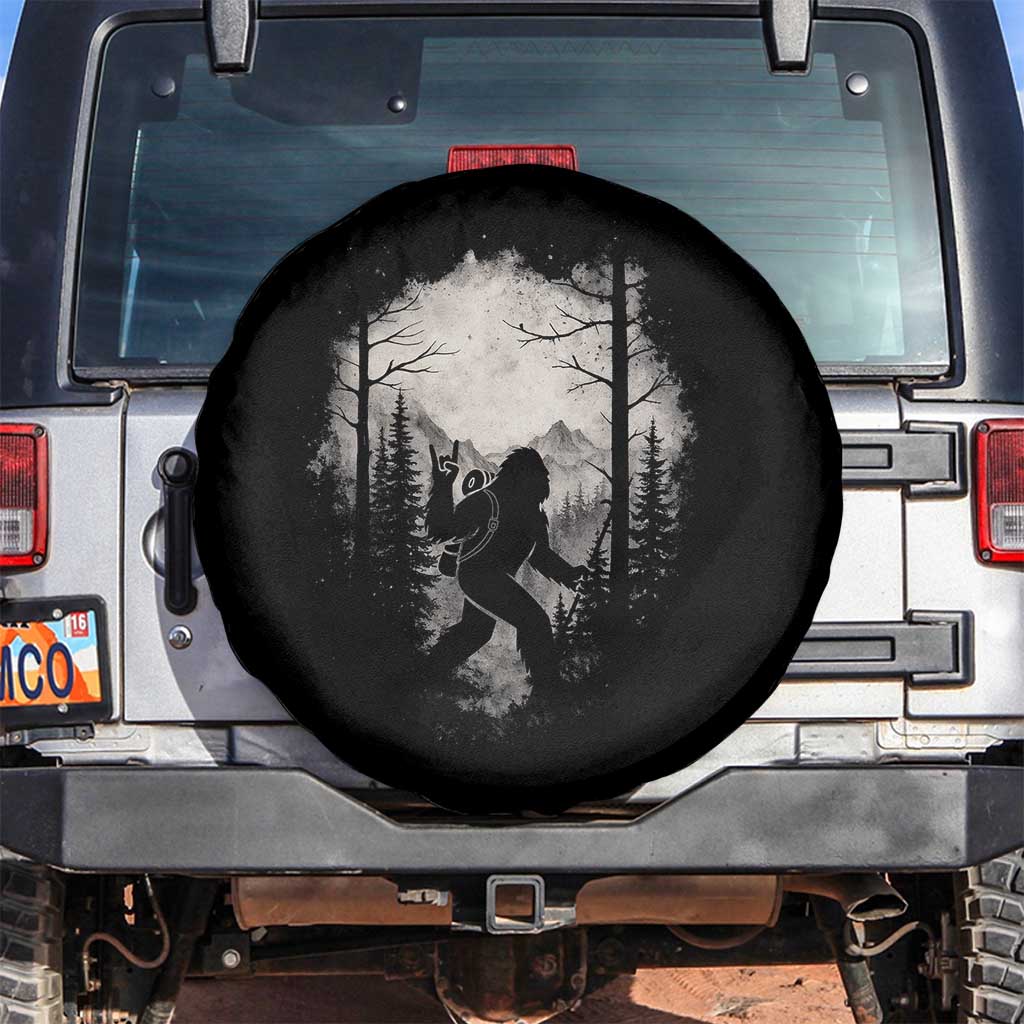 Funny Bigfoot Hiking Night Stroll Mountain Forest Spare Tire Cover TS11 No hole Black Print Your Wear