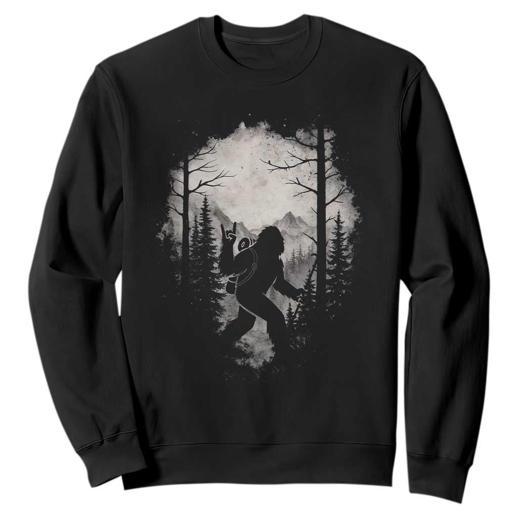 Funny Bigfoot Hiking Night Stroll Mountain Forest Sweatshirt TS11 Black Print Your Wear