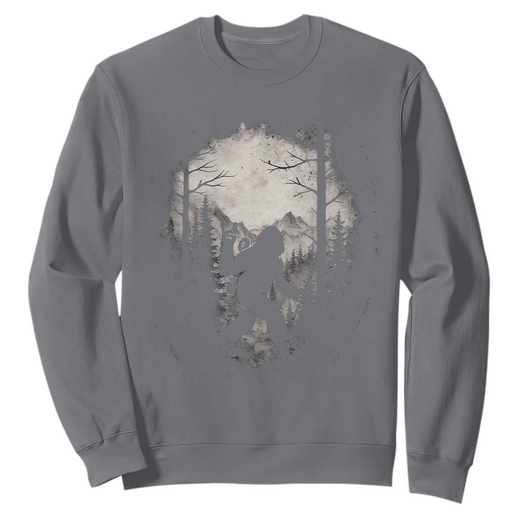 Funny Bigfoot Hiking Night Stroll Mountain Forest Sweatshirt TS11 Charcoal Print Your Wear