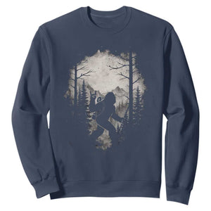 Funny Bigfoot Hiking Night Stroll Mountain Forest Sweatshirt TS11 Navy Print Your Wear