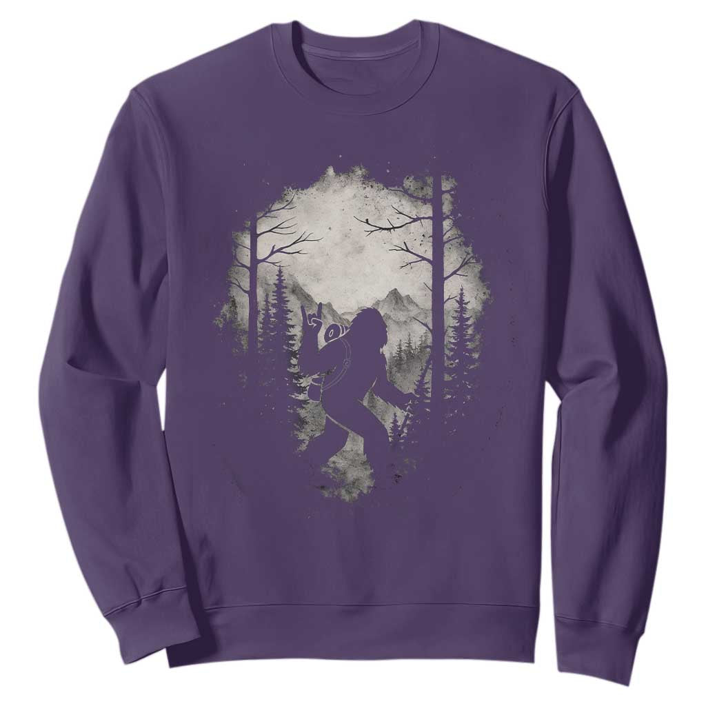 Funny Bigfoot Hiking Night Stroll Mountain Forest Sweatshirt TS11 Purple Print Your Wear