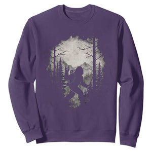 Funny Bigfoot Hiking Night Stroll Mountain Forest Sweatshirt TS11 Purple Print Your Wear