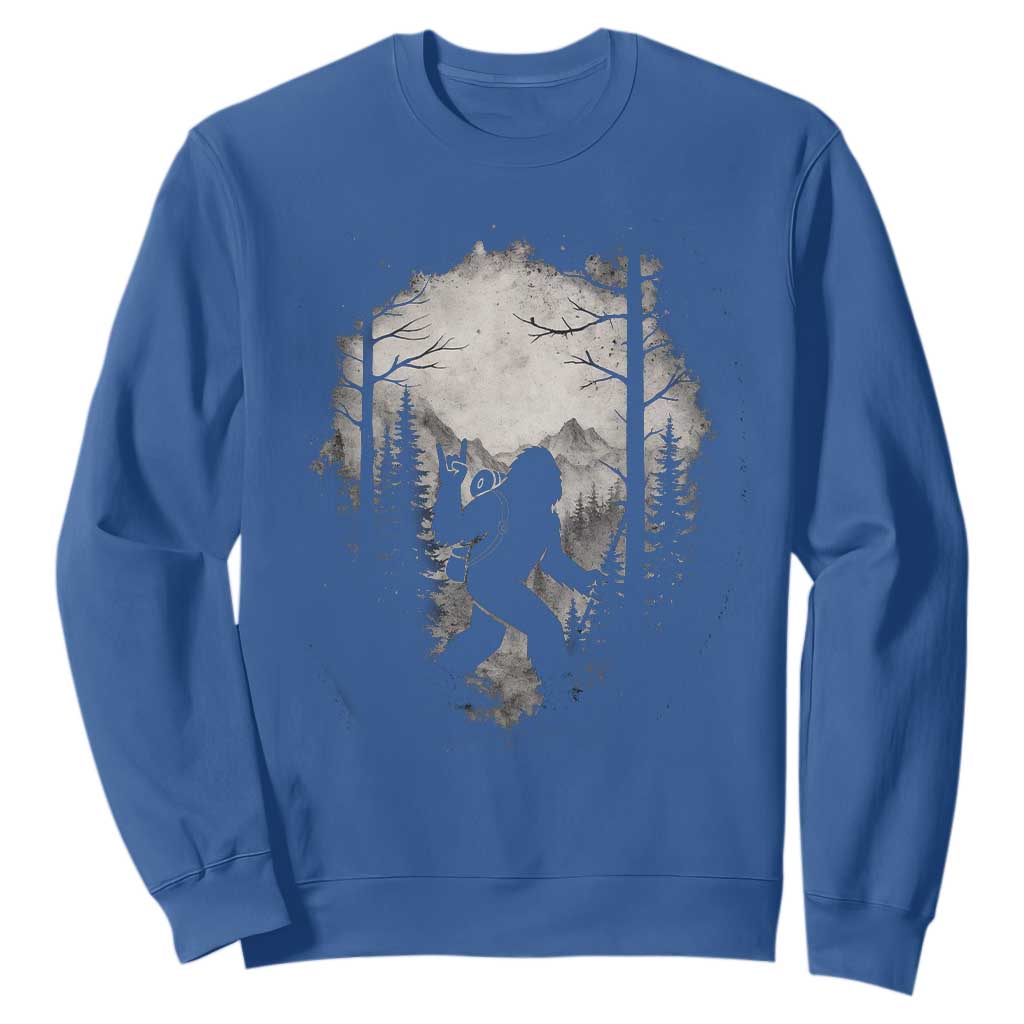 Funny Bigfoot Hiking Night Stroll Mountain Forest Sweatshirt TS11 Royal Blue Print Your Wear