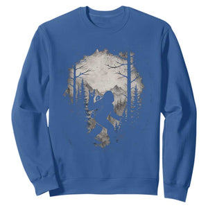 Funny Bigfoot Hiking Night Stroll Mountain Forest Sweatshirt TS11 Royal Blue Print Your Wear