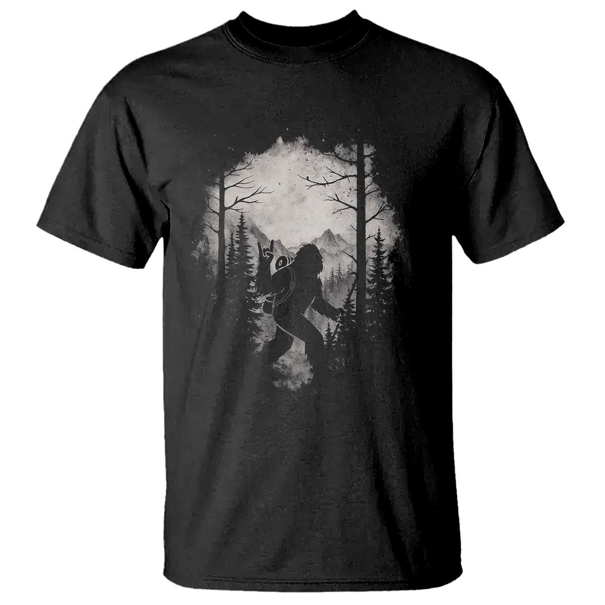 Funny Bigfoot Hiking Night Stroll Mountain Forest T Shirt TS11 Black Print Your Wear