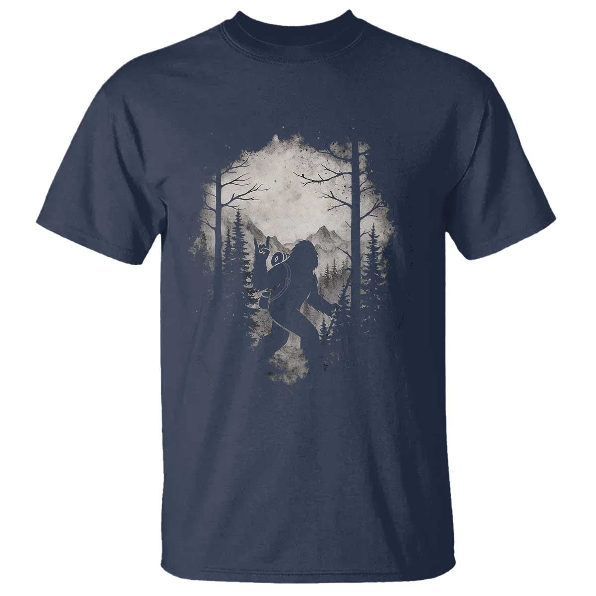 Funny Bigfoot Hiking Night Stroll Mountain Forest T Shirt TS11 Navy Print Your Wear
