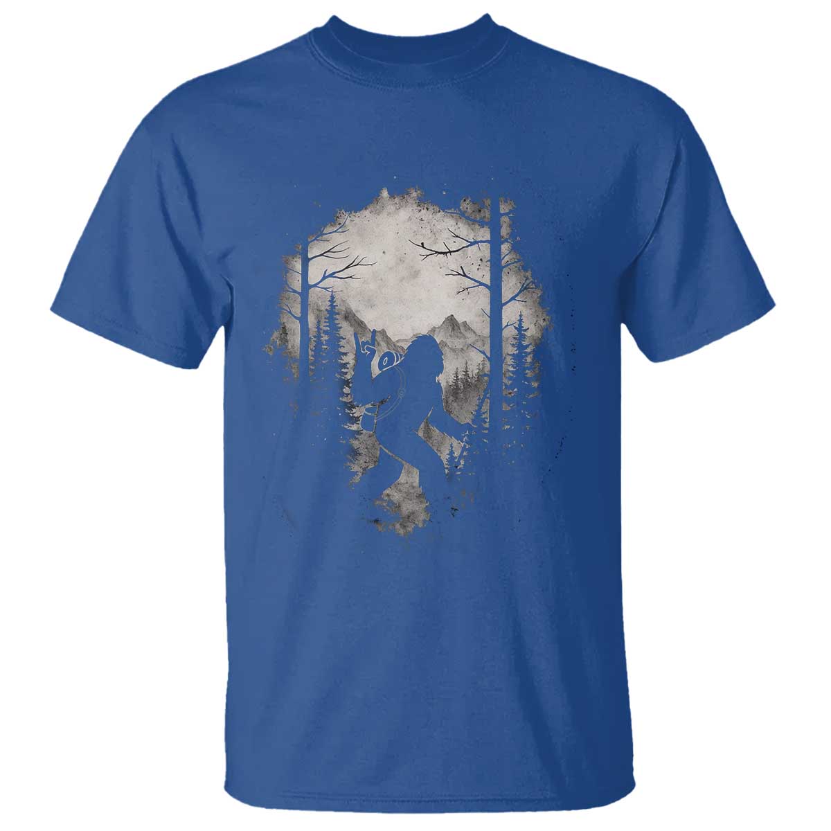 Funny Bigfoot Hiking Night Stroll Mountain Forest T Shirt TS11 Royal Blue Print Your Wear