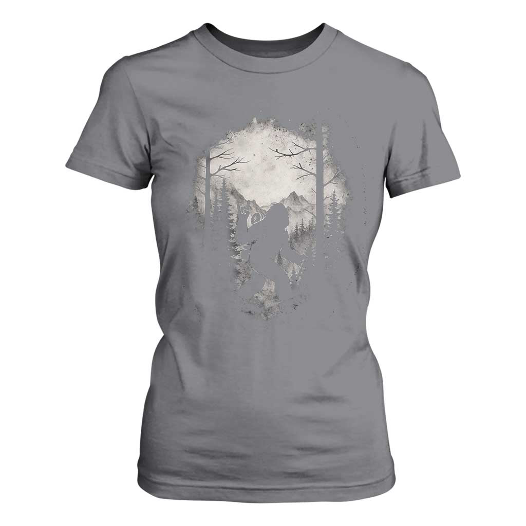 Funny Bigfoot Hiking Night Stroll Mountain Forest T Shirt For Women TS11 Charcoal Print Your Wear