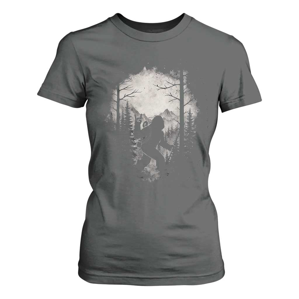 Funny Bigfoot Hiking Night Stroll Mountain Forest T Shirt For Women TS11 Dark Heather Print Your Wear