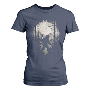 Funny Bigfoot Hiking Night Stroll Mountain Forest T Shirt For Women TS11 Navy Print Your Wear