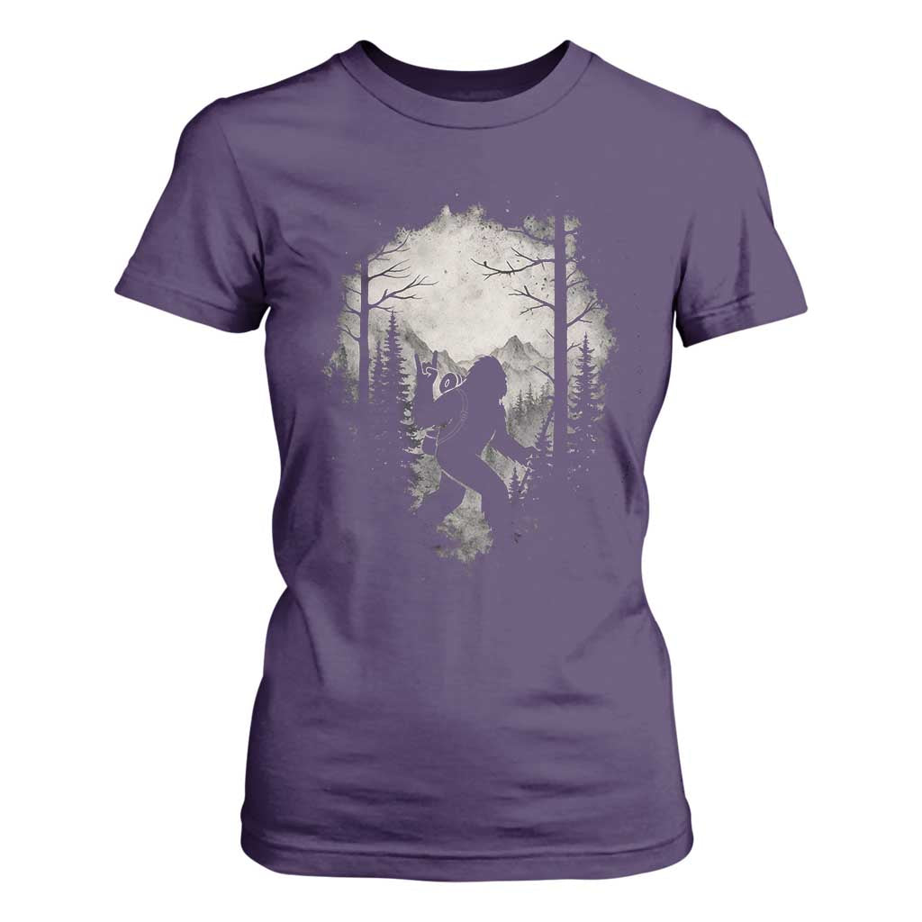 Funny Bigfoot Hiking Night Stroll Mountain Forest T Shirt For Women TS11 Purple Print Your Wear