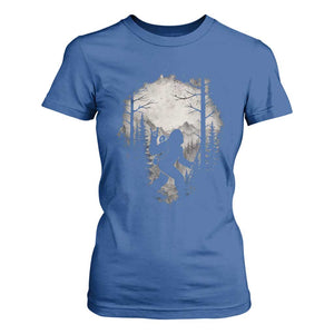Funny Bigfoot Hiking Night Stroll Mountain Forest T Shirt For Women TS11 Royal Blue Print Your Wear