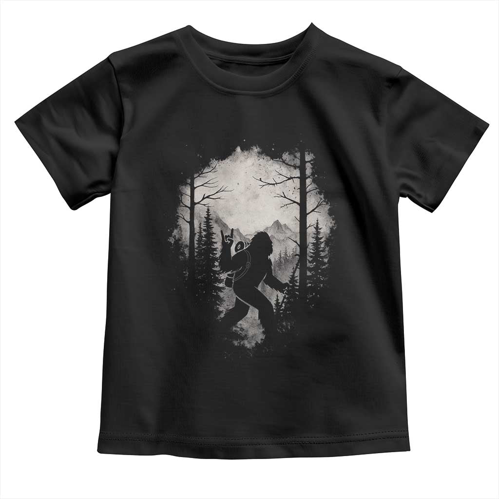 Funny Bigfoot Hiking Night Stroll Mountain Forest Toddler T Shirt TS11 Black Print Your Wear