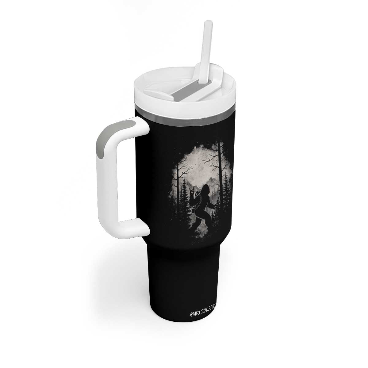 Funny Bigfoot Hiking Night Stroll Mountain Forest Tumbler With Handle TS11 Print Your Wear