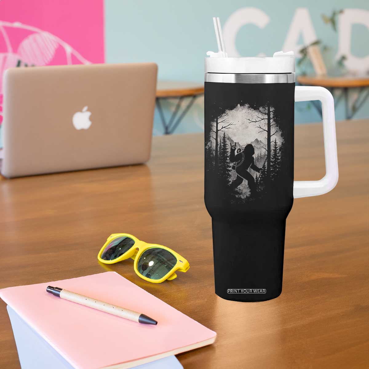 Funny Bigfoot Hiking Night Stroll Mountain Forest Tumbler With Handle TS11 Print Your Wear