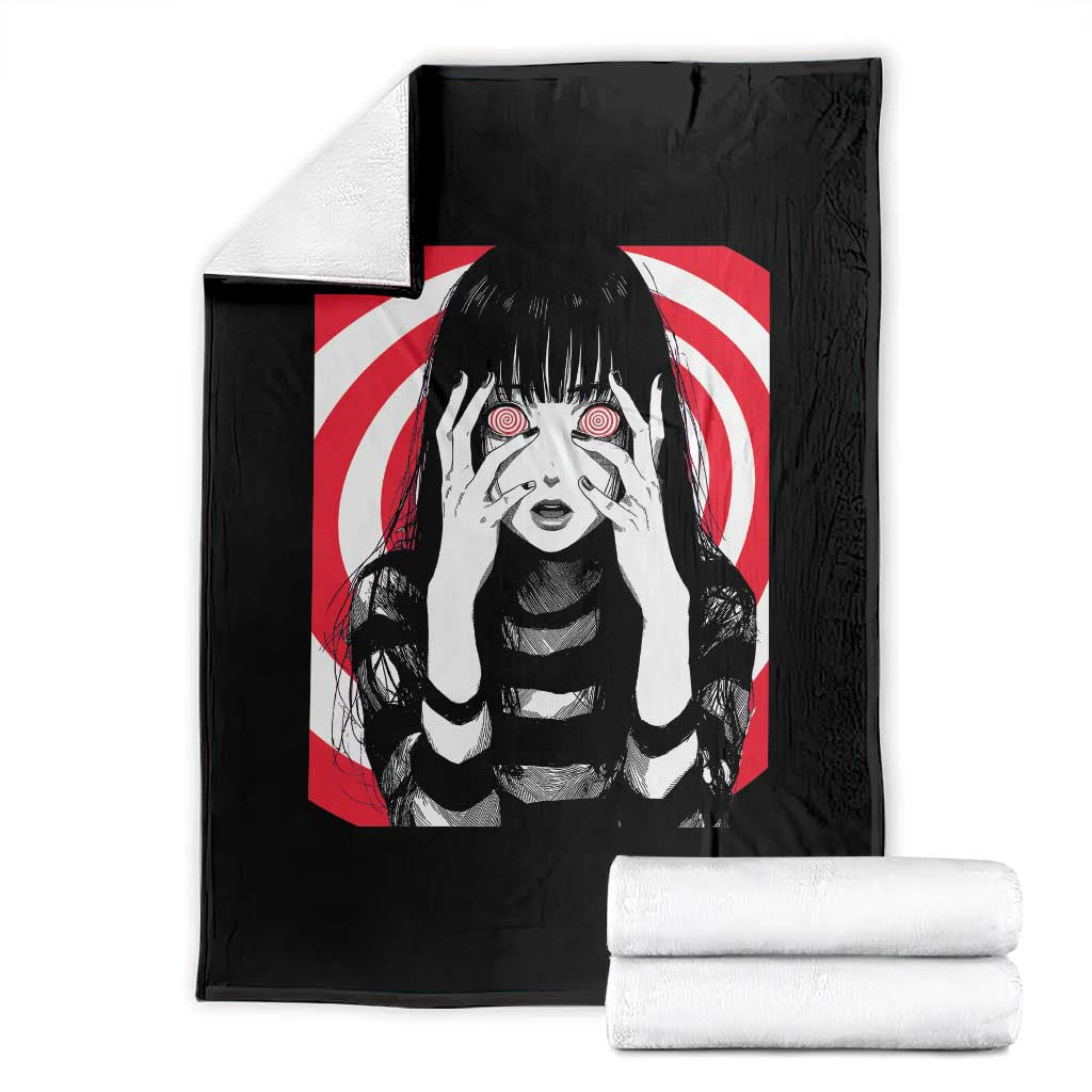 Horror Anime Manga Creepy Goth Japanese Girl Throw Blanket TS11 Black Print Your Wear